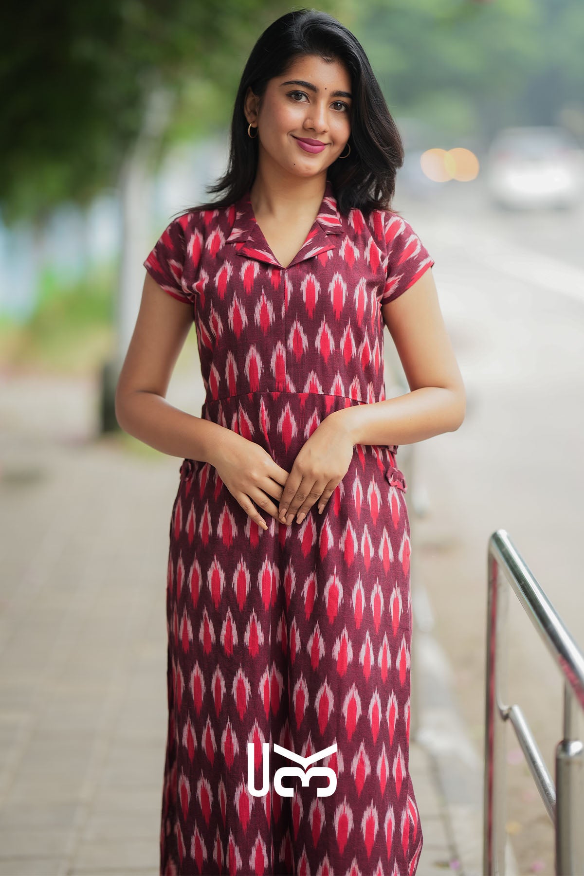 Milania Ikkat Co-ord Set in Maroon