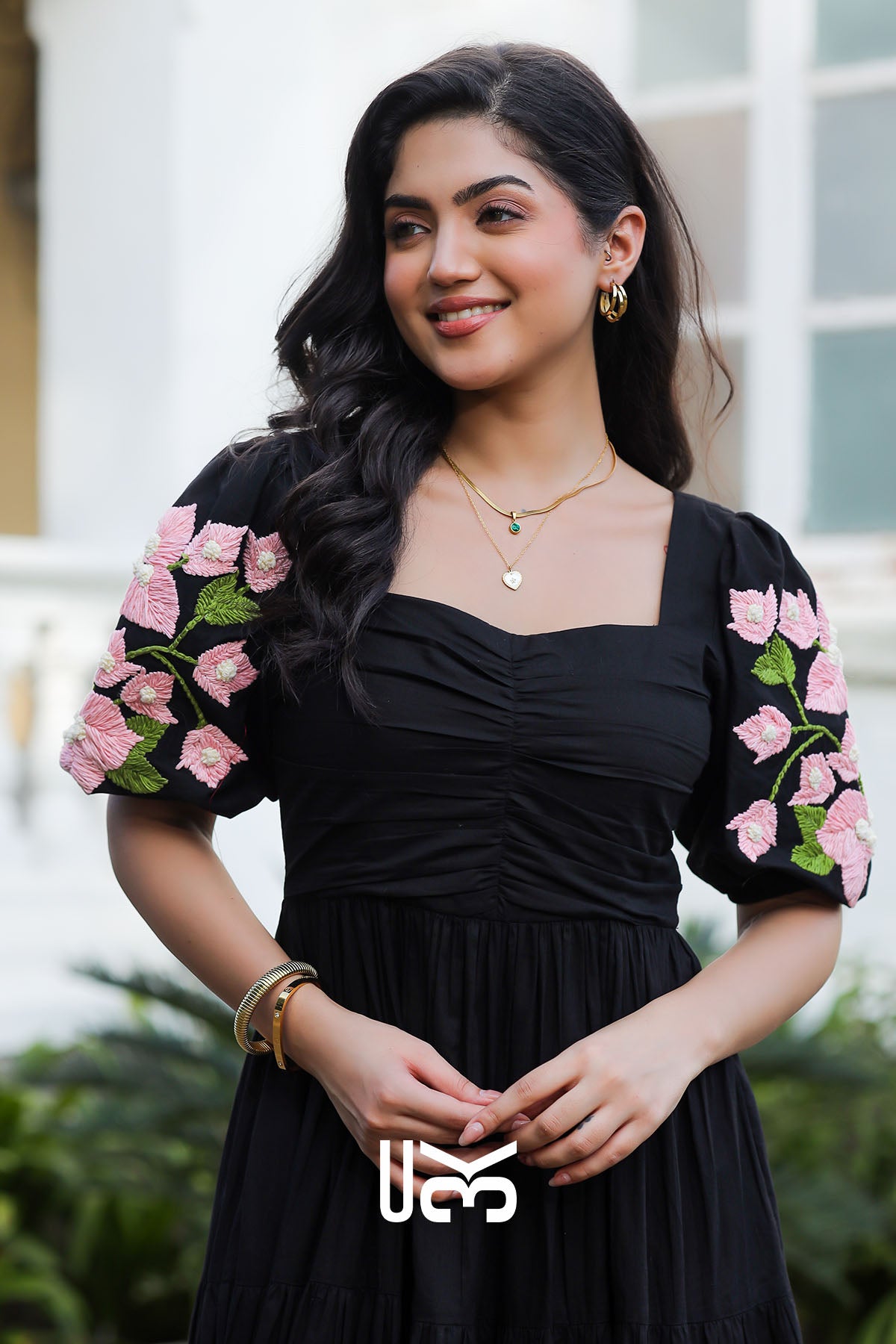 Bougainvillea Black Maxi Dress