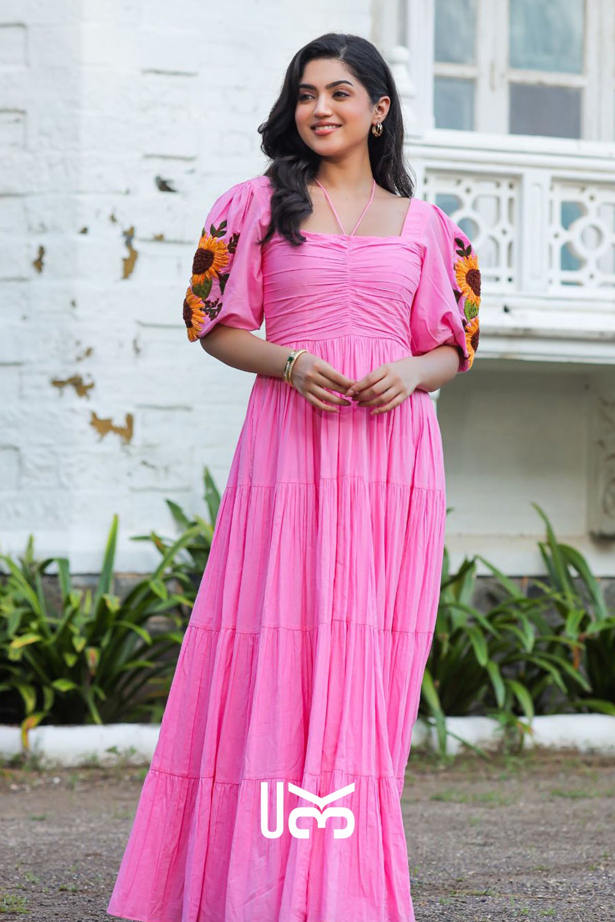 Sunflower Bliss Cotton Maxi Dress