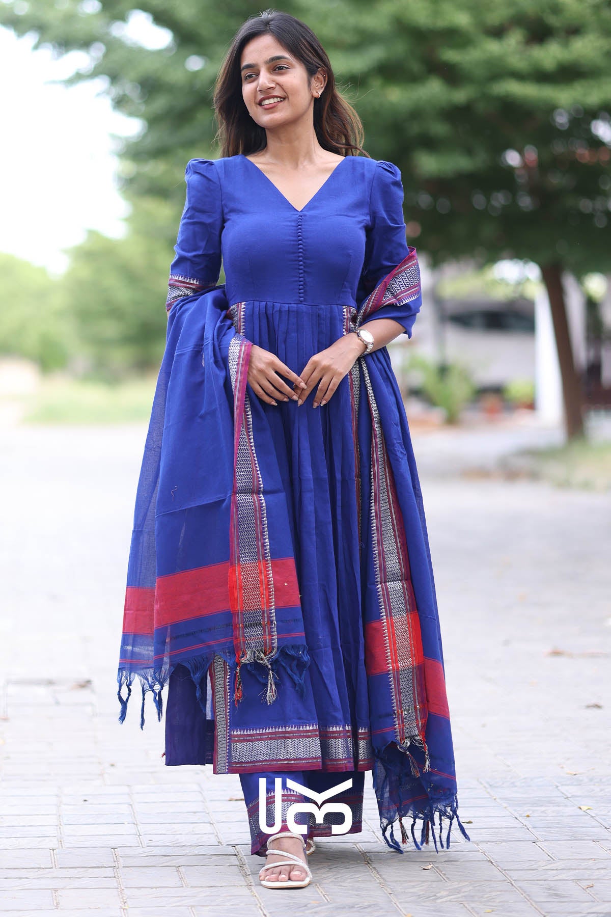 Poorva Blue Handloom Suit Set