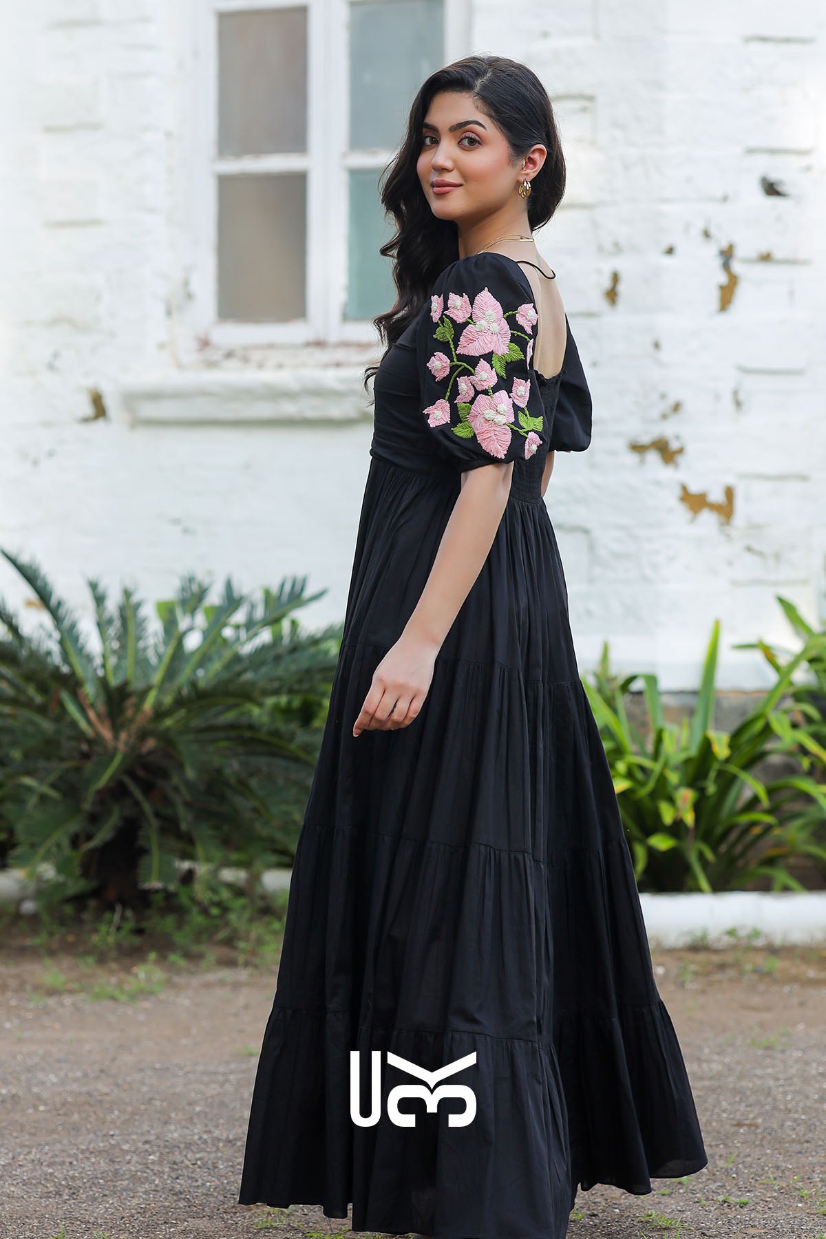 Bougainvillea Black Maxi Dress