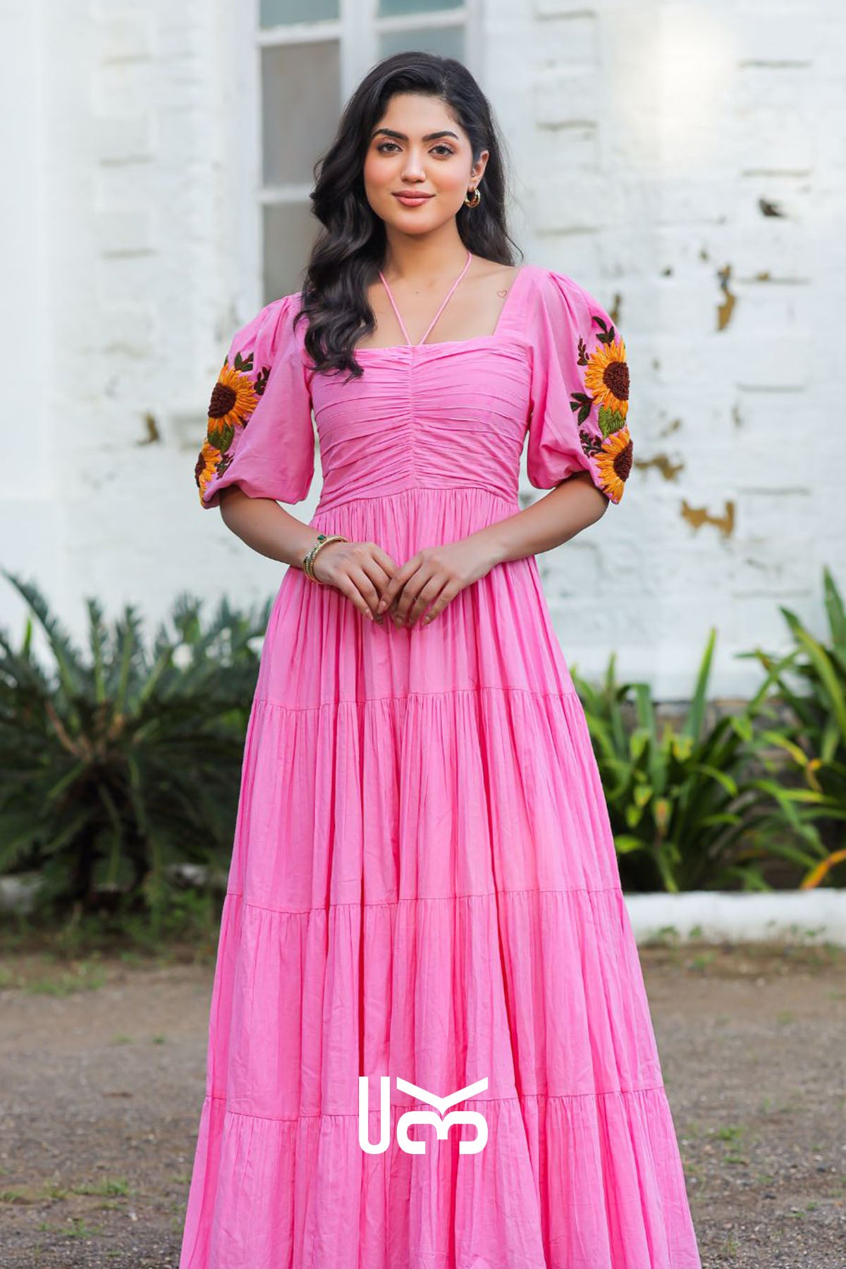 Sunflower Bliss Cotton Maxi Dress