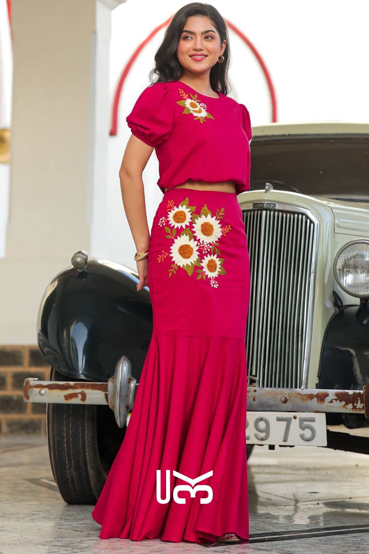 Paprika Crop Top Set in Red
