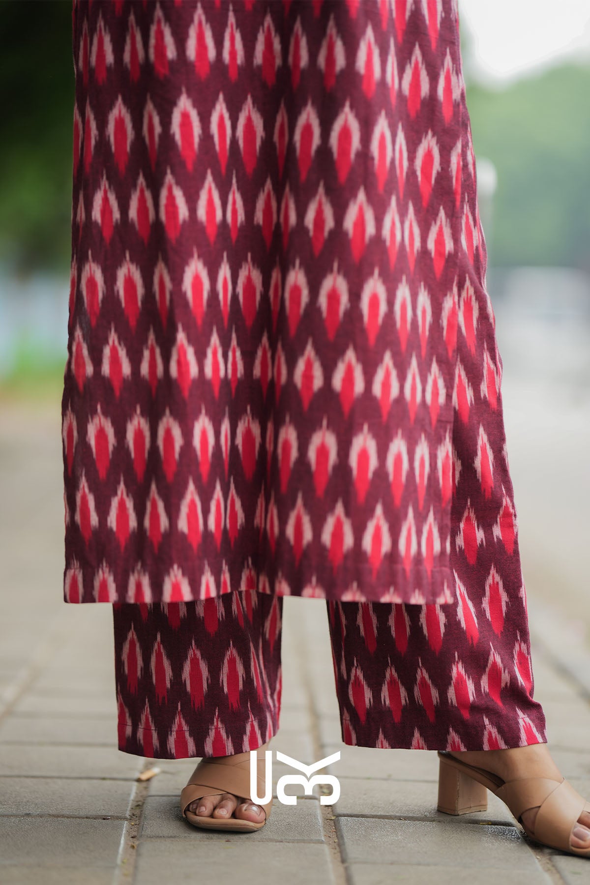Milania Ikkat Co-ord Set in Maroon