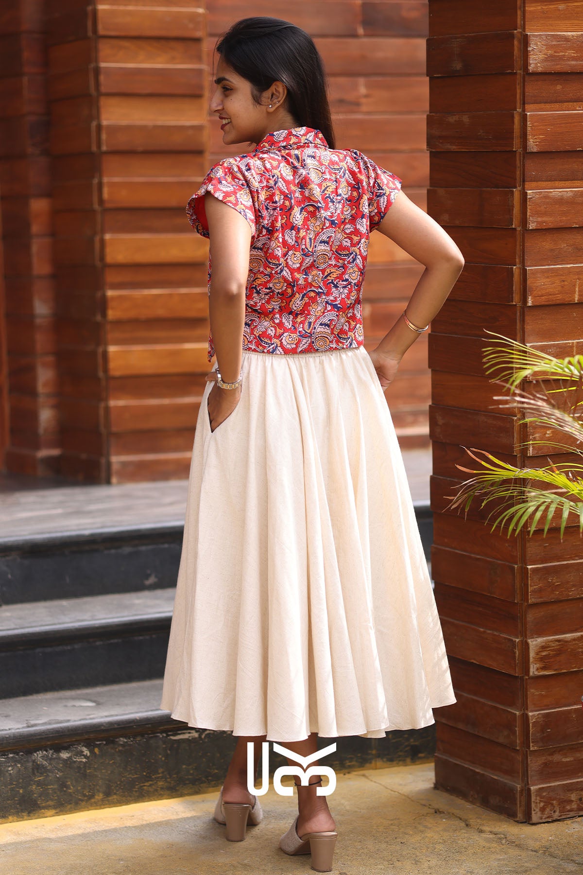 Stella Red Kalamkari Skirt Set