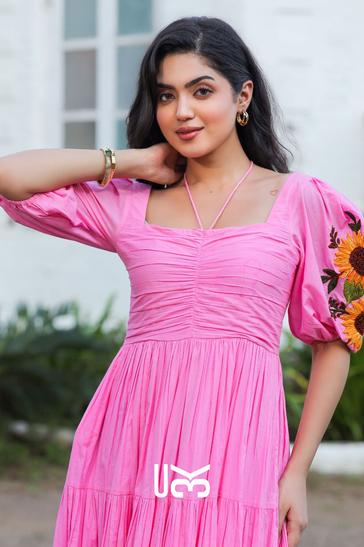 Sunflower Bliss Cotton Maxi Dress
