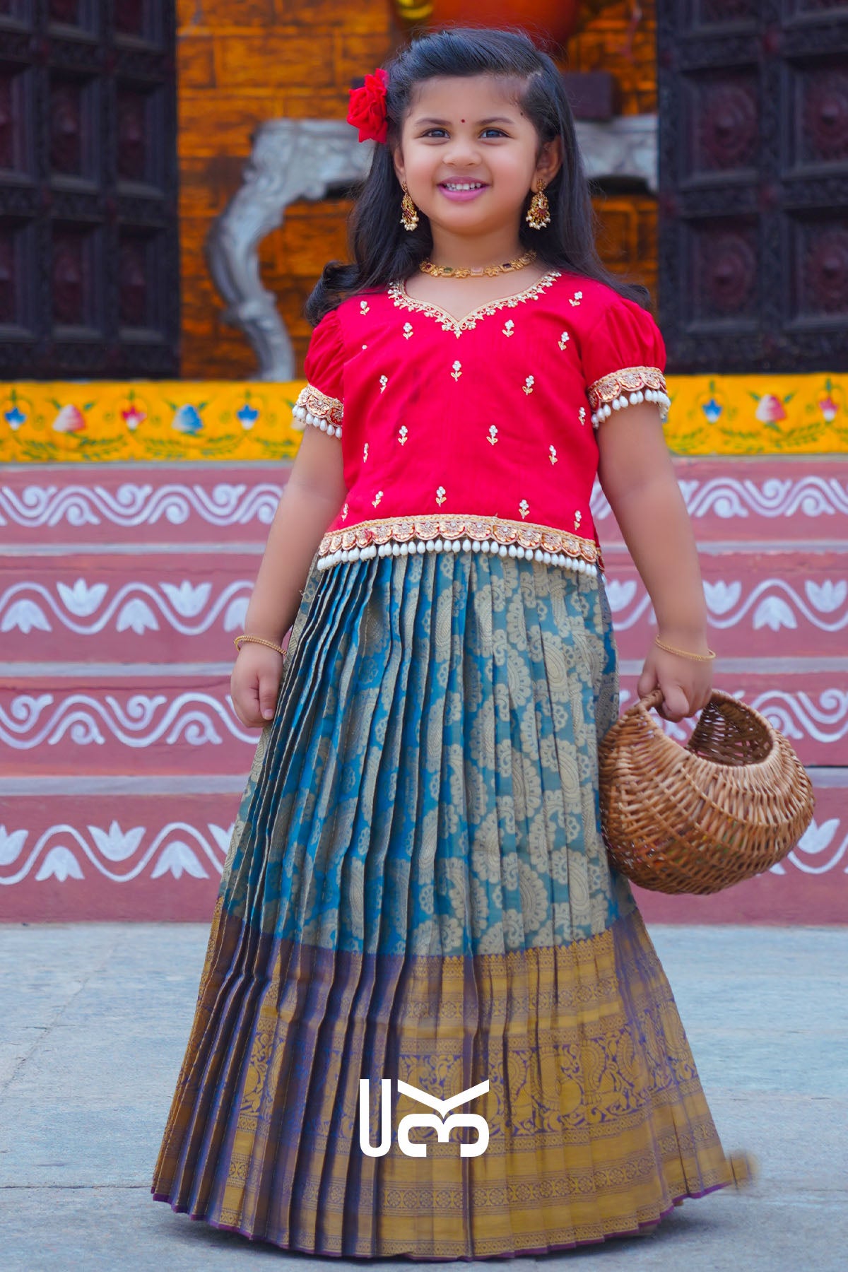 Baby Pihu Red Lehenga Set