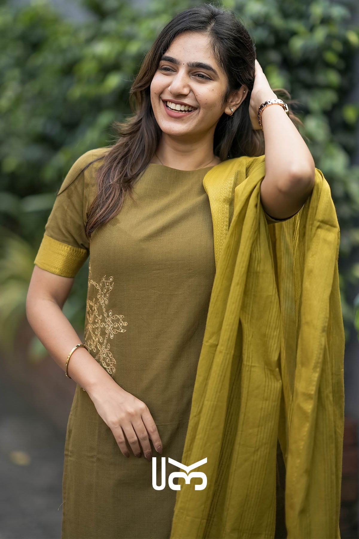 Monalisa Olive Handloom Kurta Set