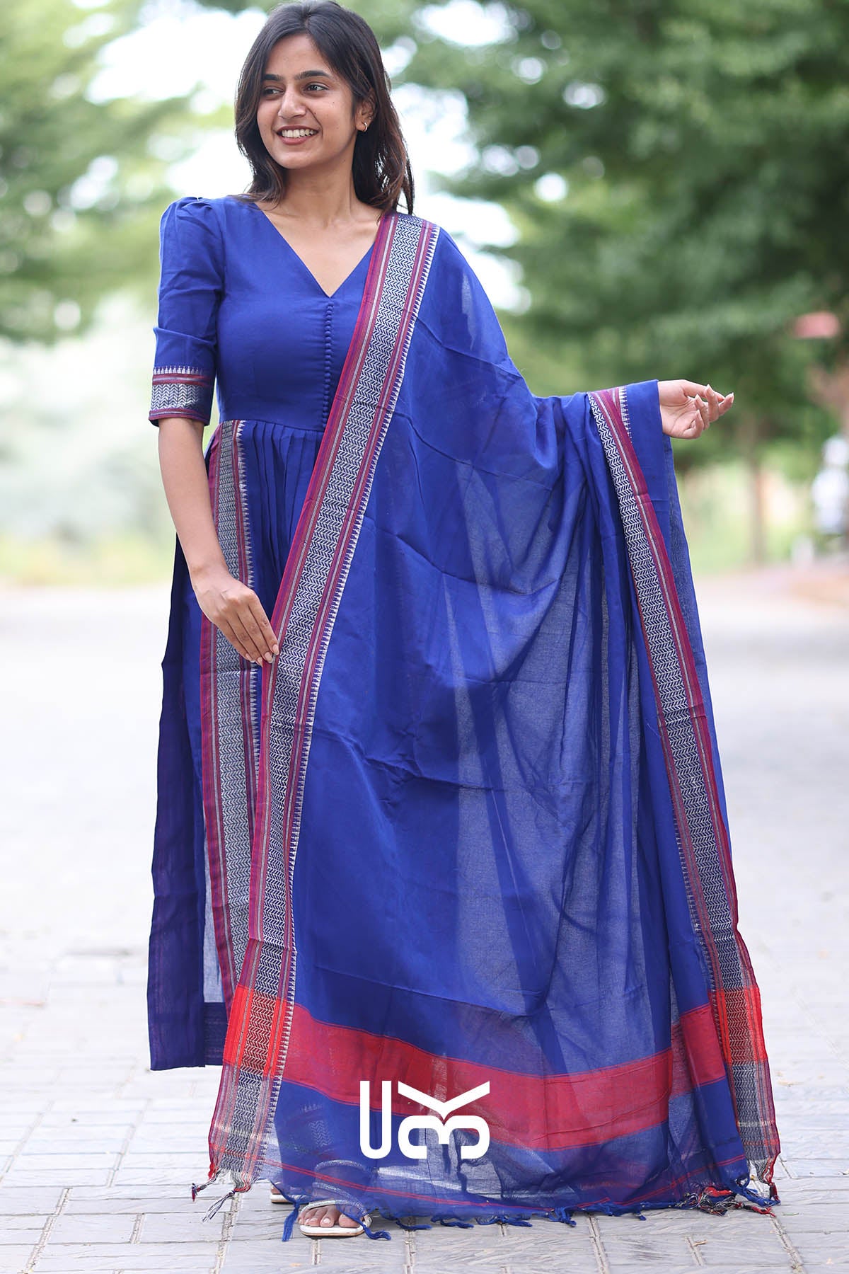 Poorva Blue Handloom Suit Set