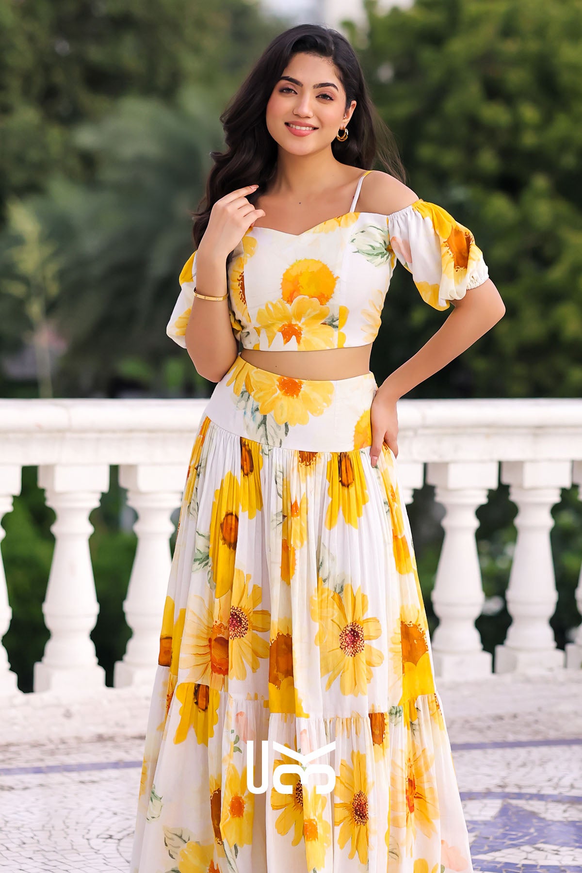 Ursula Crop Top Set in Yellow