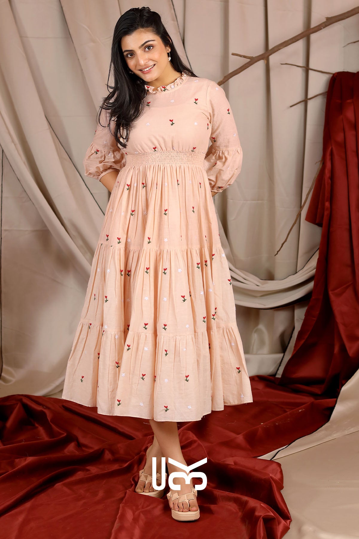 Dahlia Summer Midi Dress in Ivory