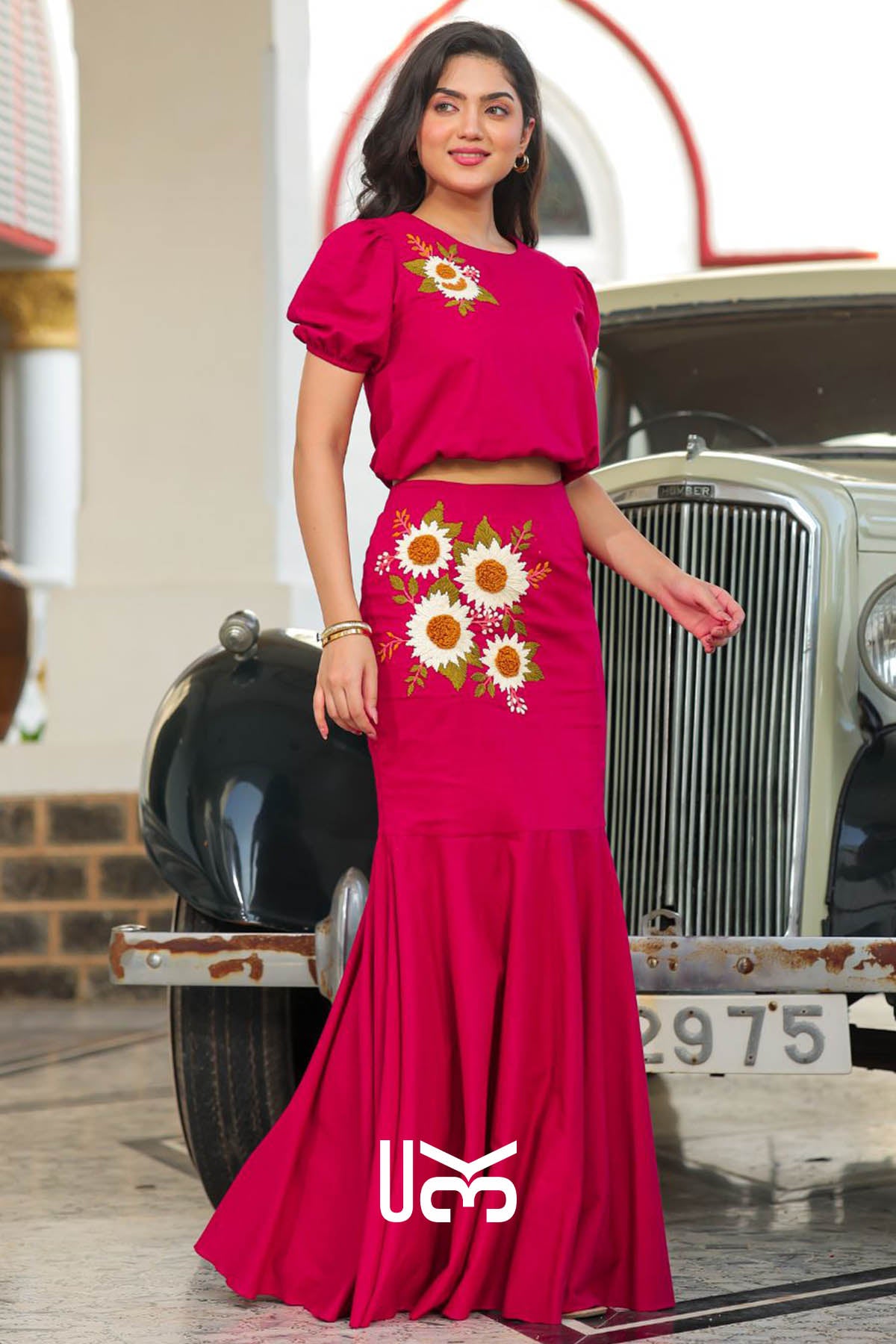 Paprika Crop Top Set in Red