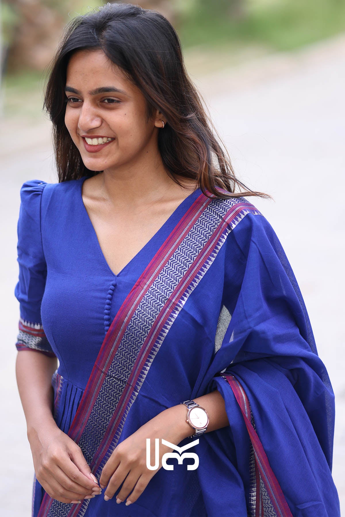 Poorva Blue Handloom Suit Set