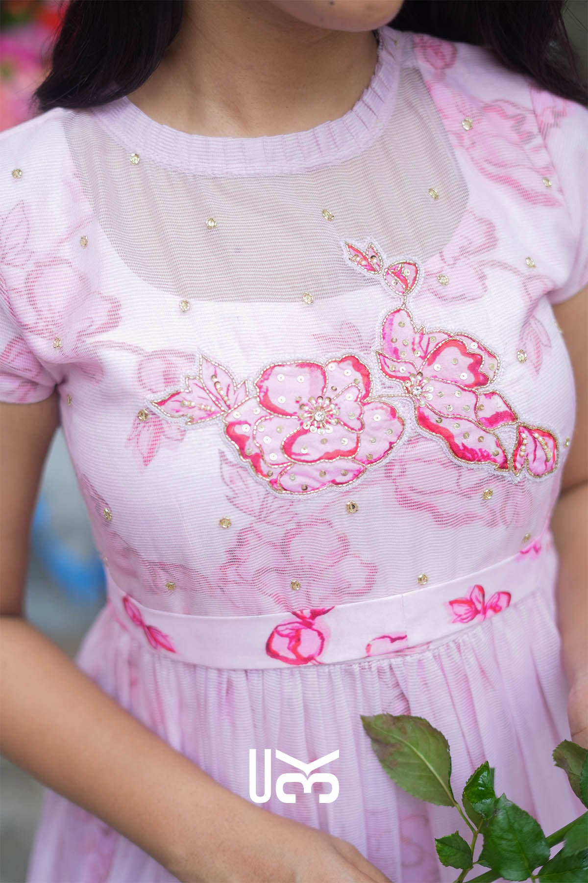 Brisa Bloom Pink Kota Doria Midi