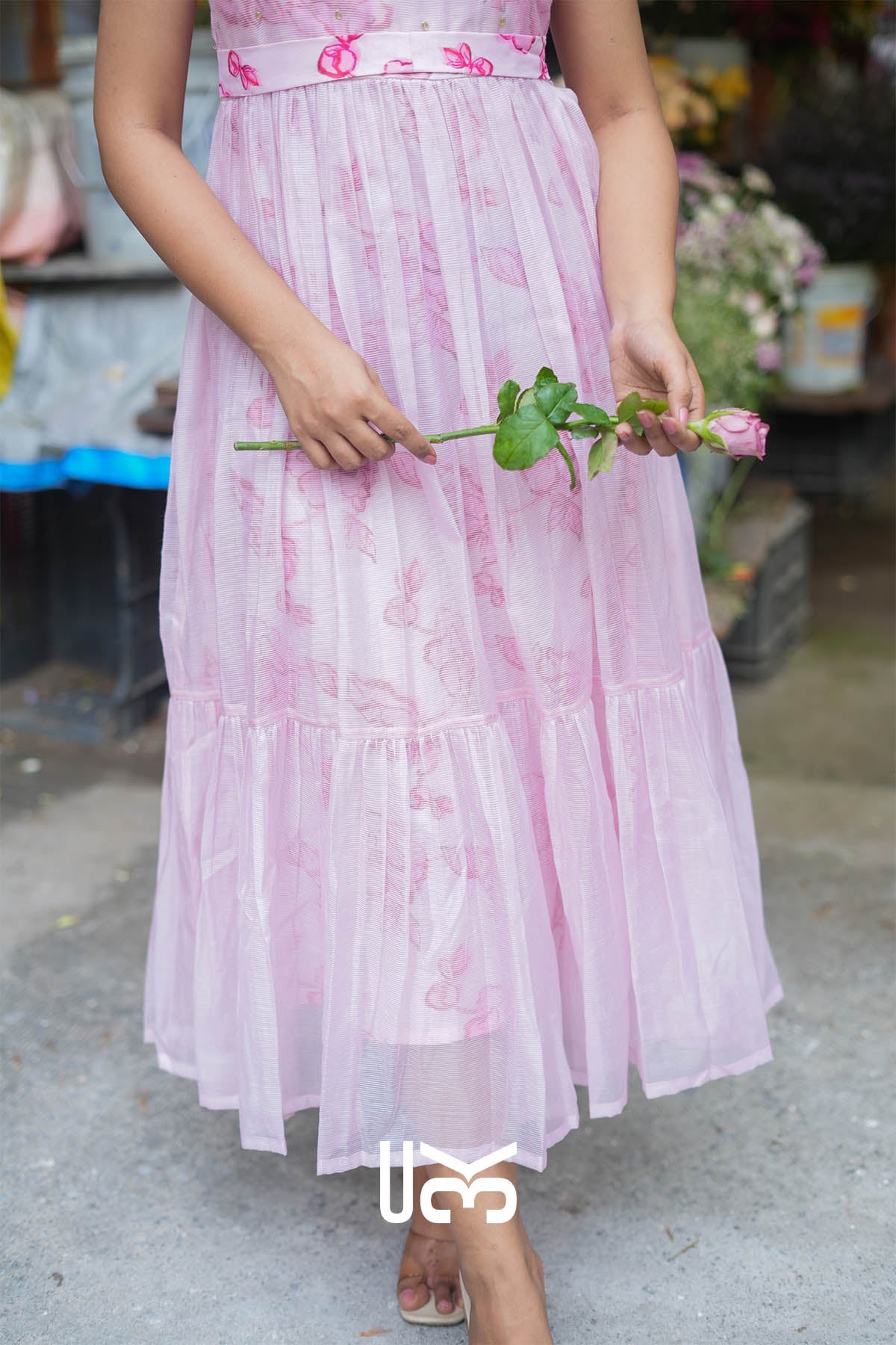 Brisa Bloom Pink Kota Doria Midi