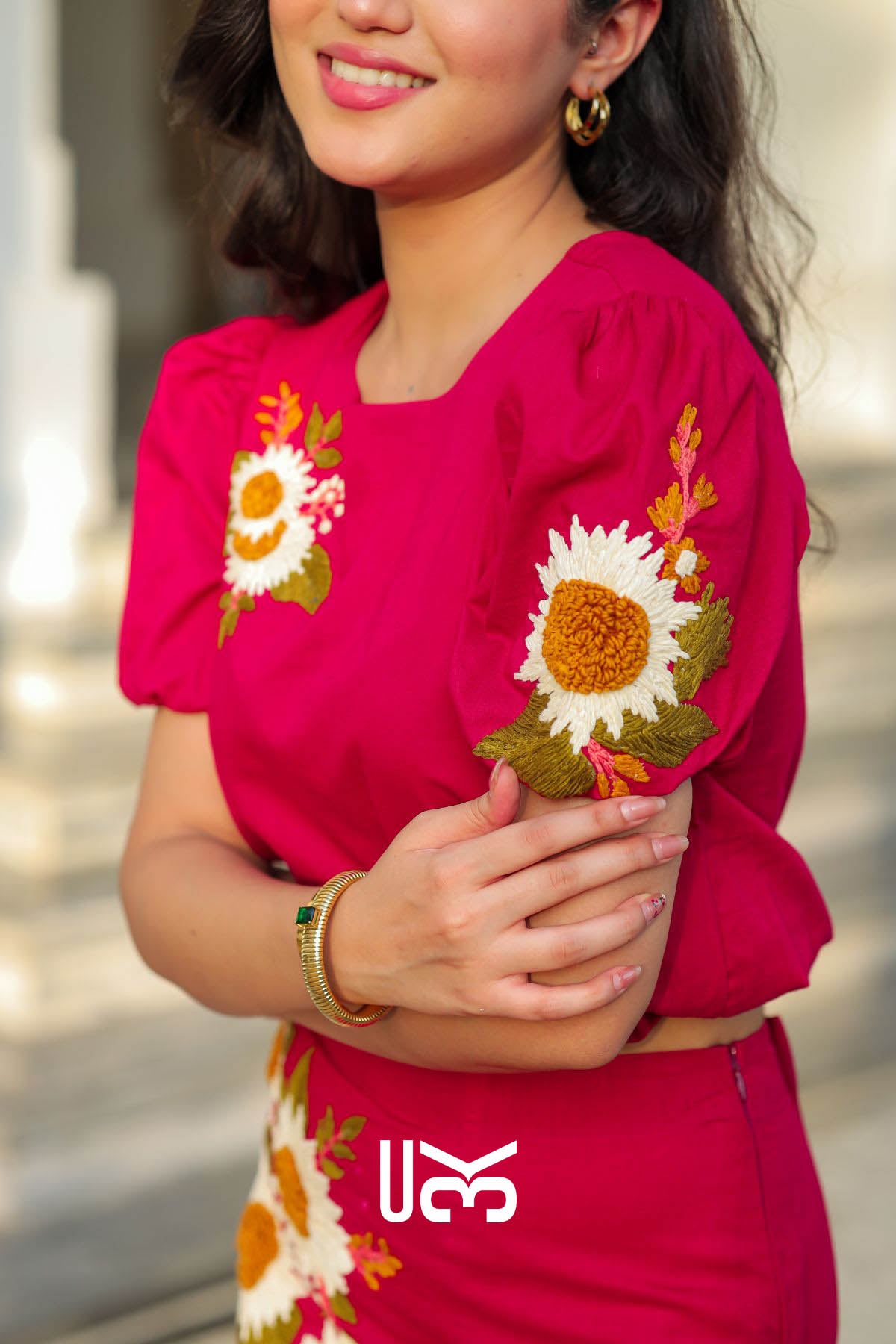 Paprika Crop Top Set in Red