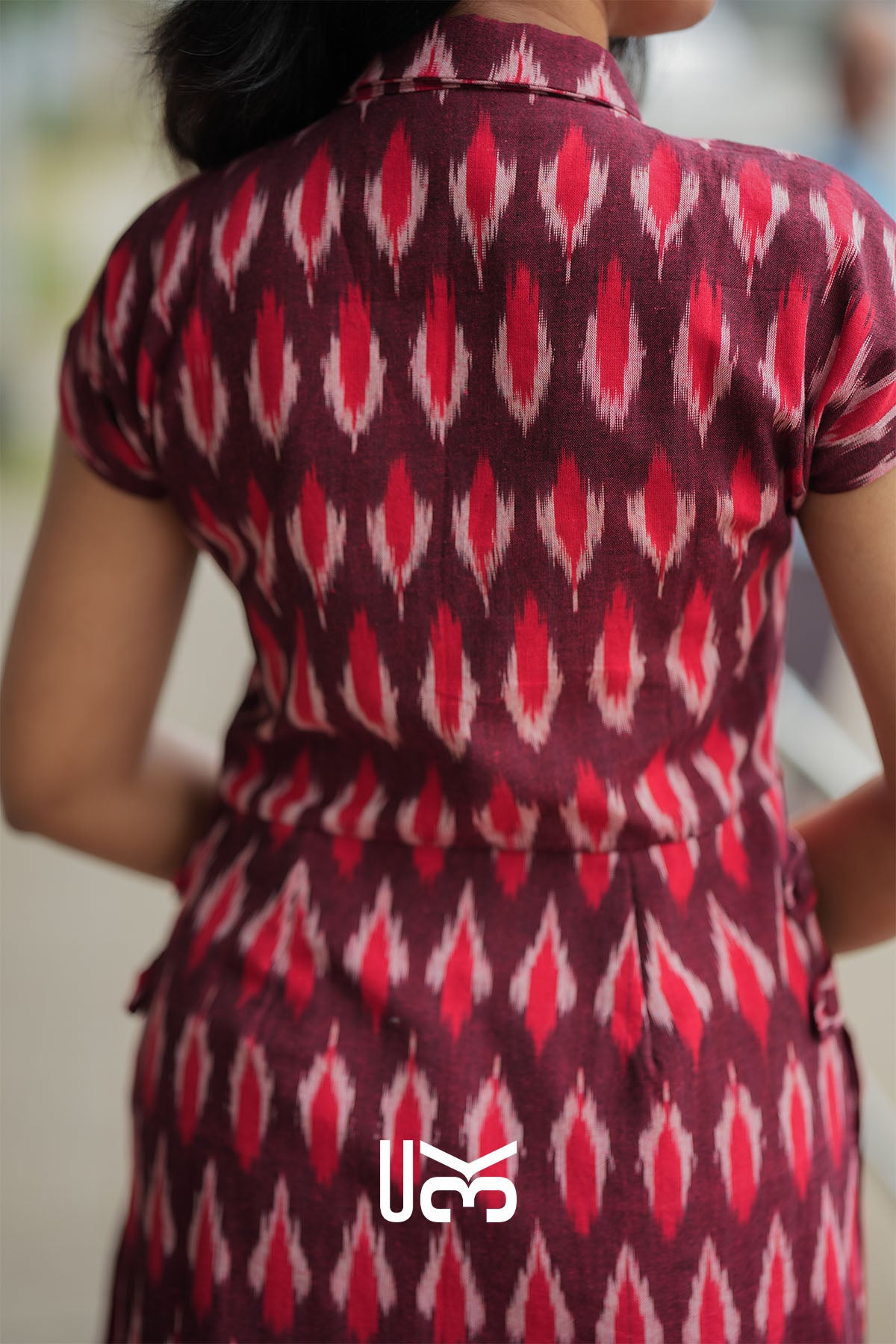 Milania Ikkat Co-ord Set in Maroon