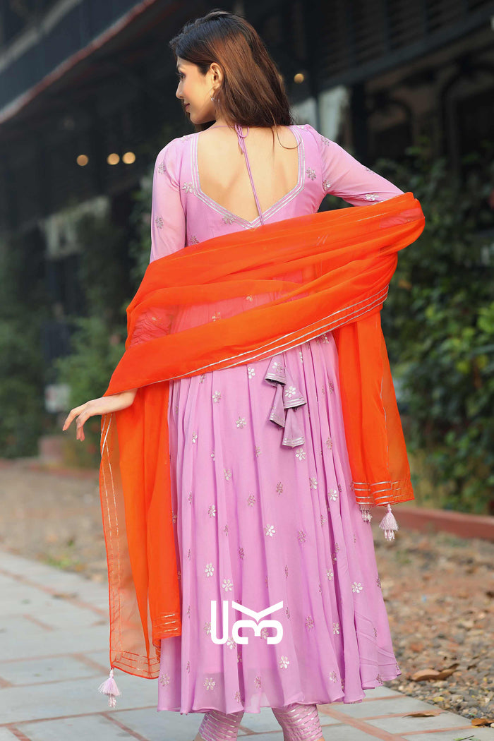 Aurora Anarkali Suit Set in Lilac