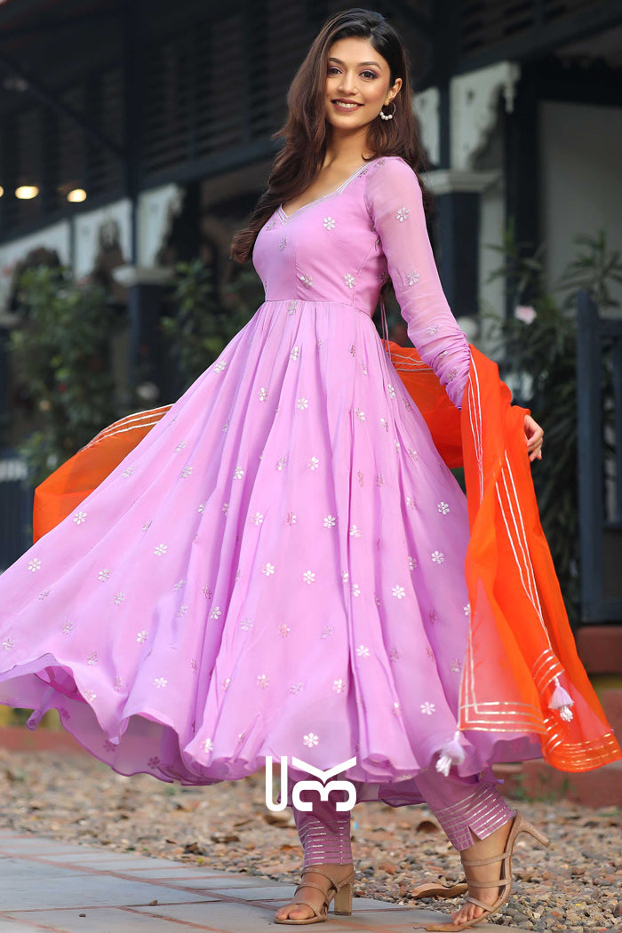 Aurora Anarkali Suit Set in Lilac