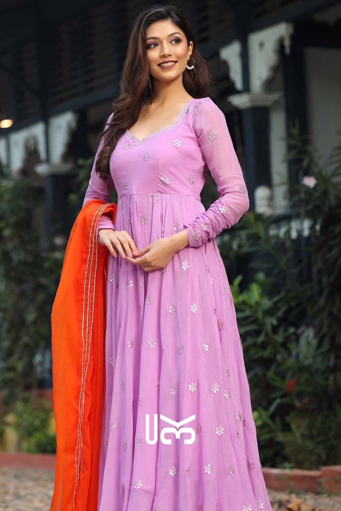 Aurora Anarkali Suit Set in Lilac