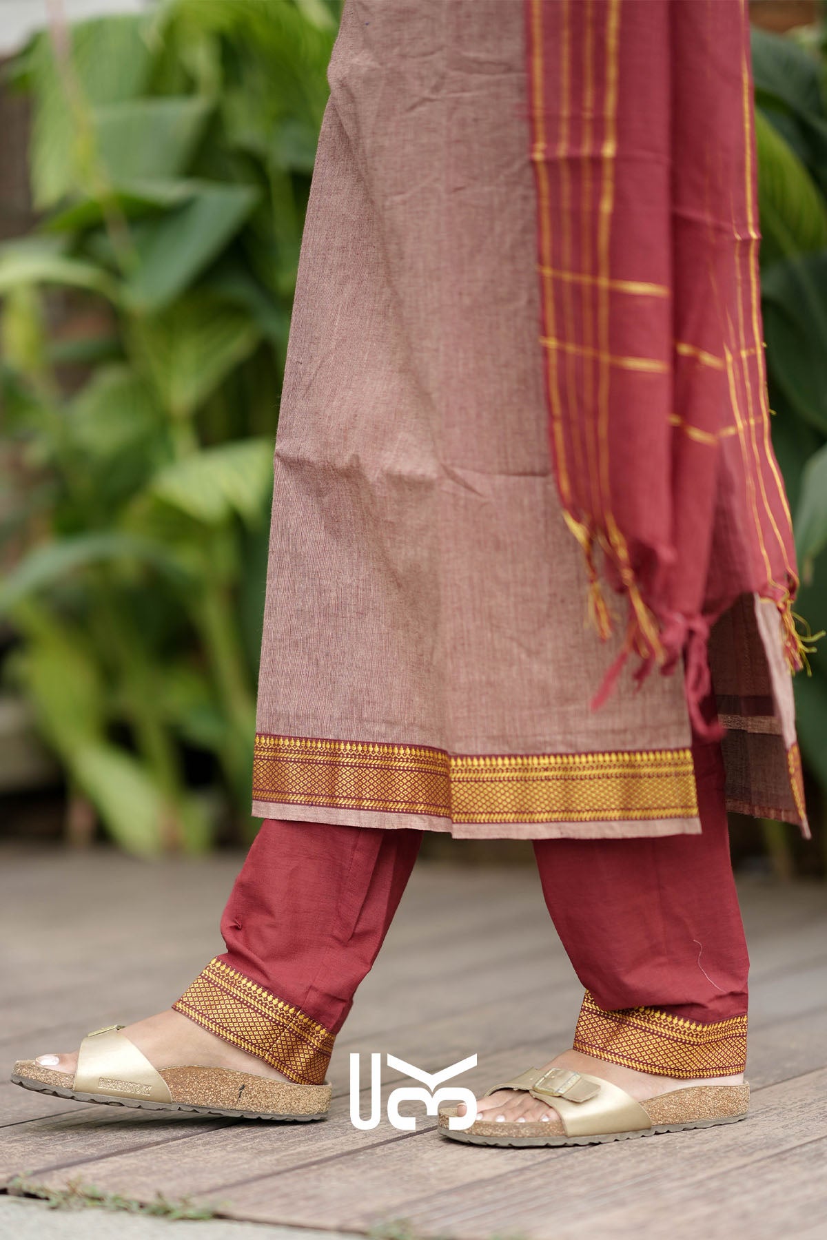 Vaishnavi Cotton Kurta Set In Rust