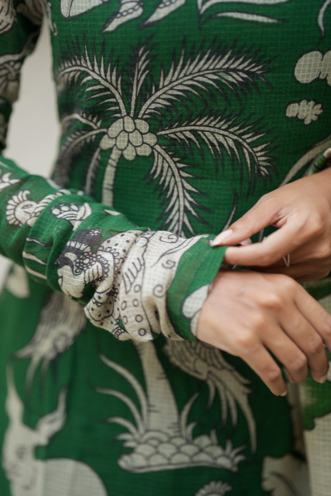 Van Vihar| Green Kalamkari Print Kurta Set