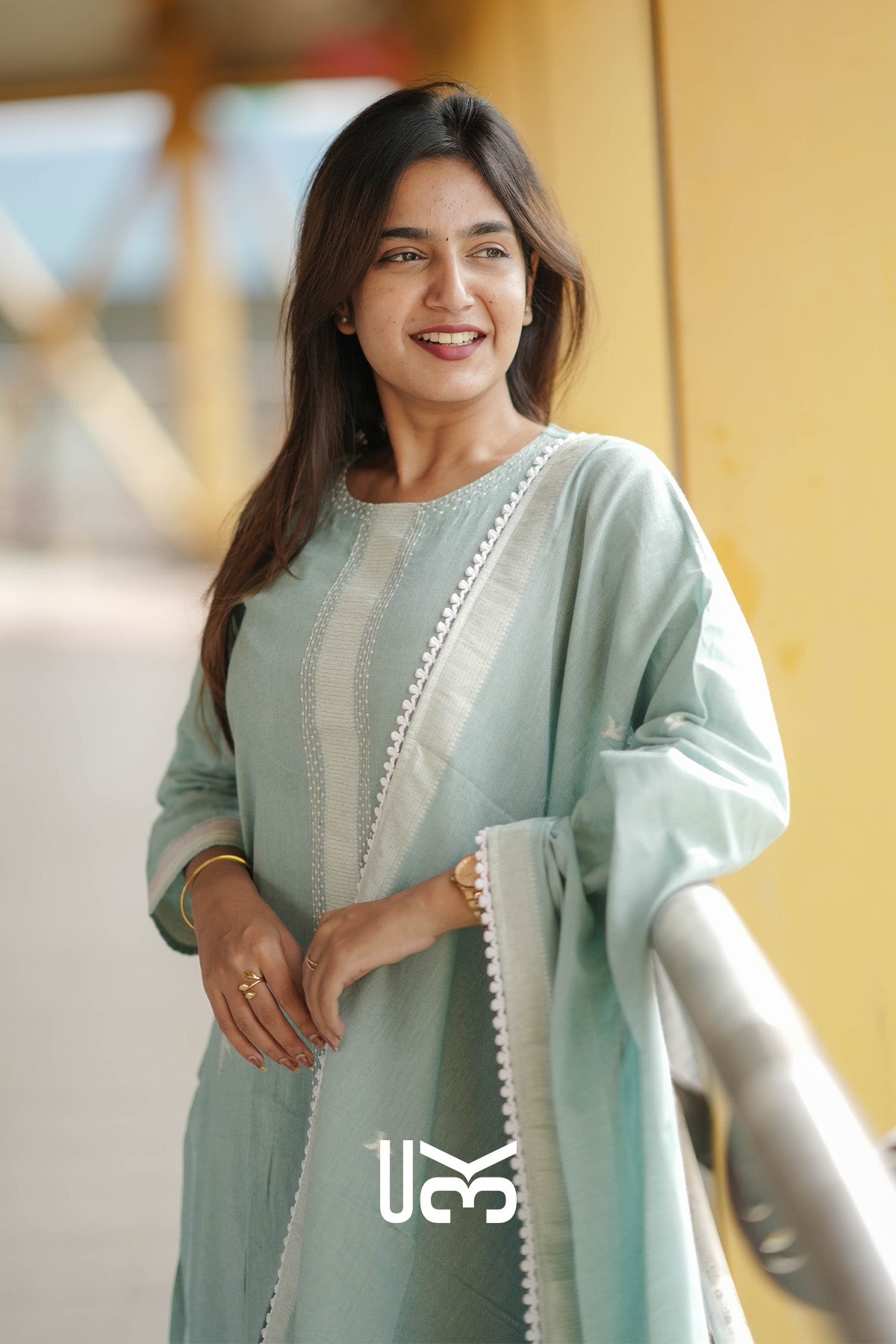 Nilofer Cotton Kurta In Pastel Green