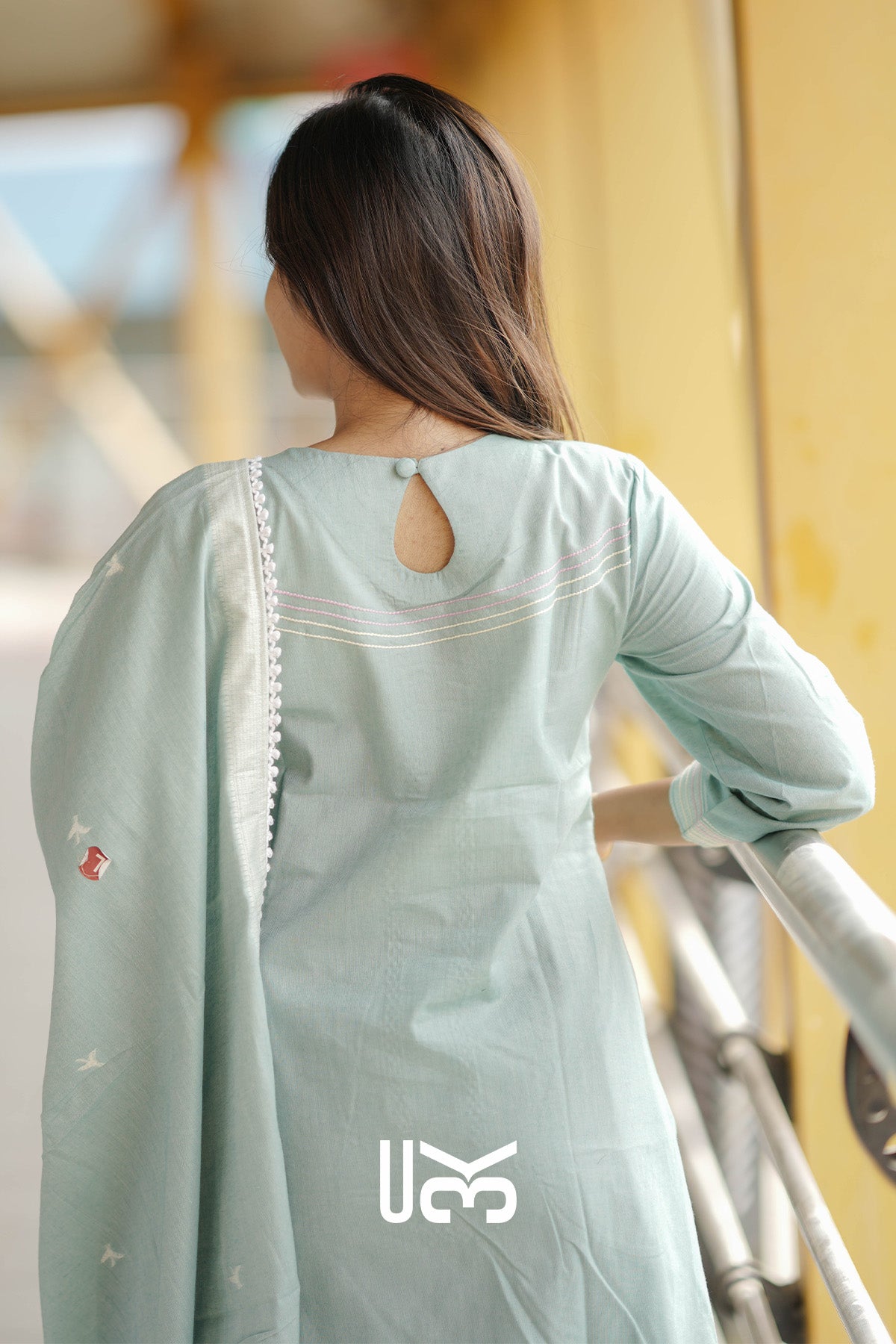 Nilofer Cotton Kurta In Pastel Green