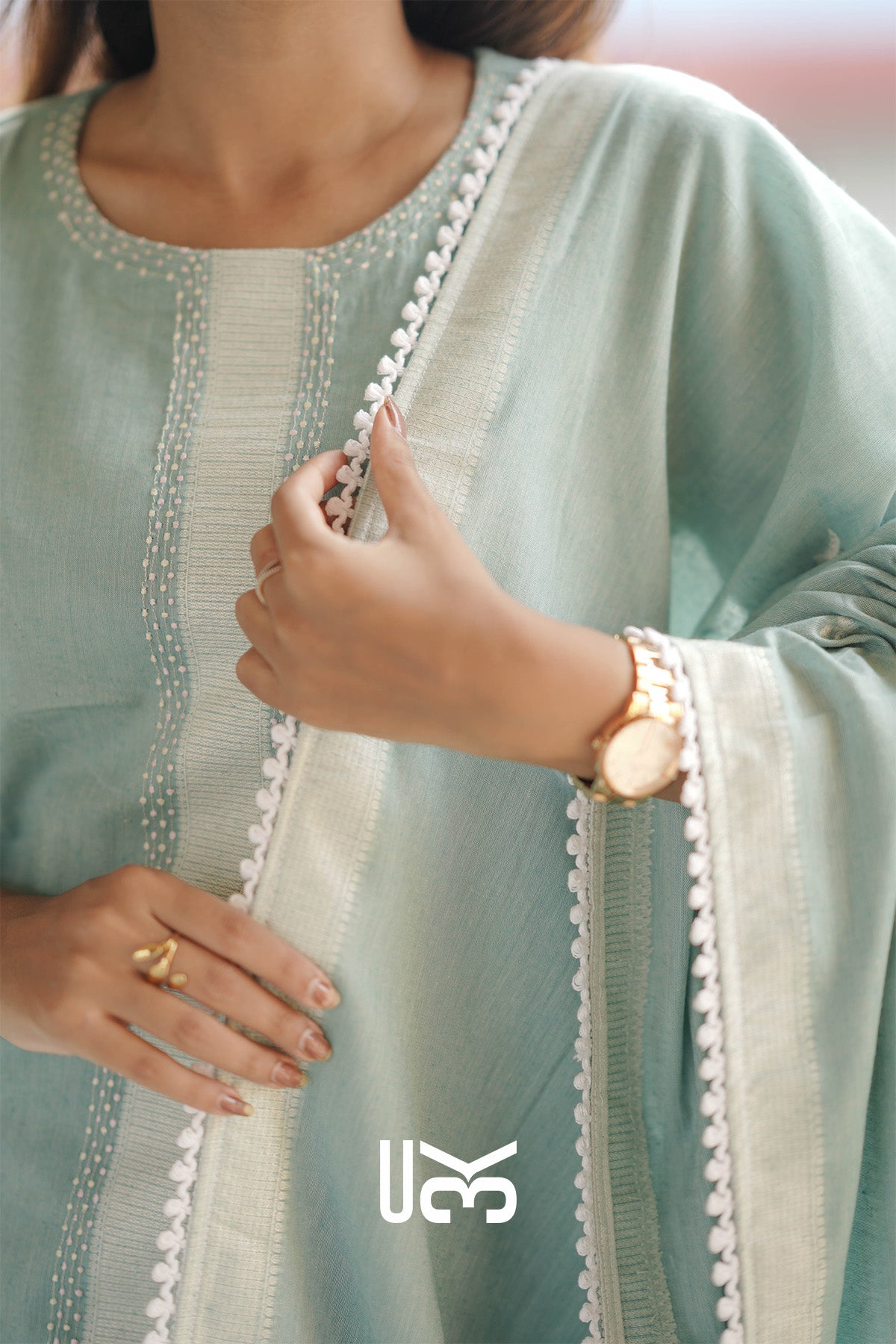 Nilofer Cotton Kurta In Pastel Green
