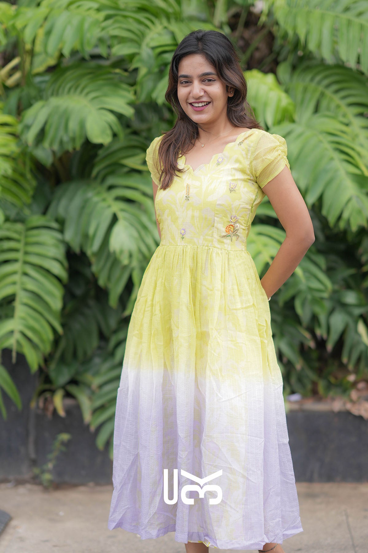 Vasant Vibe Yellow Kota Midi Dress