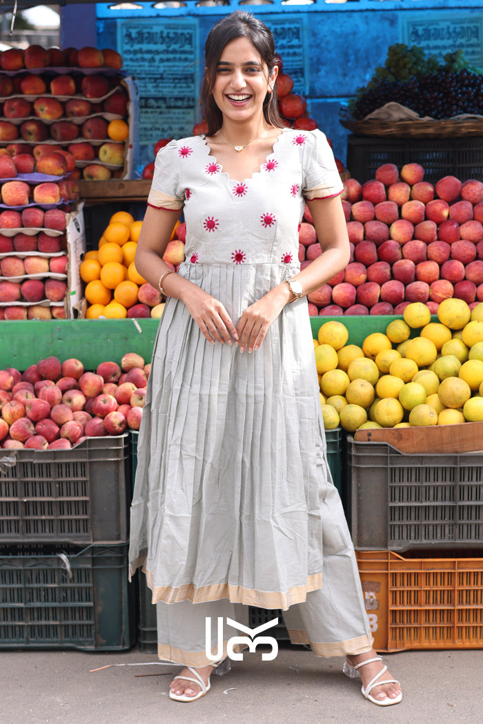 Kalki Handloom Kurta Set in Grey
