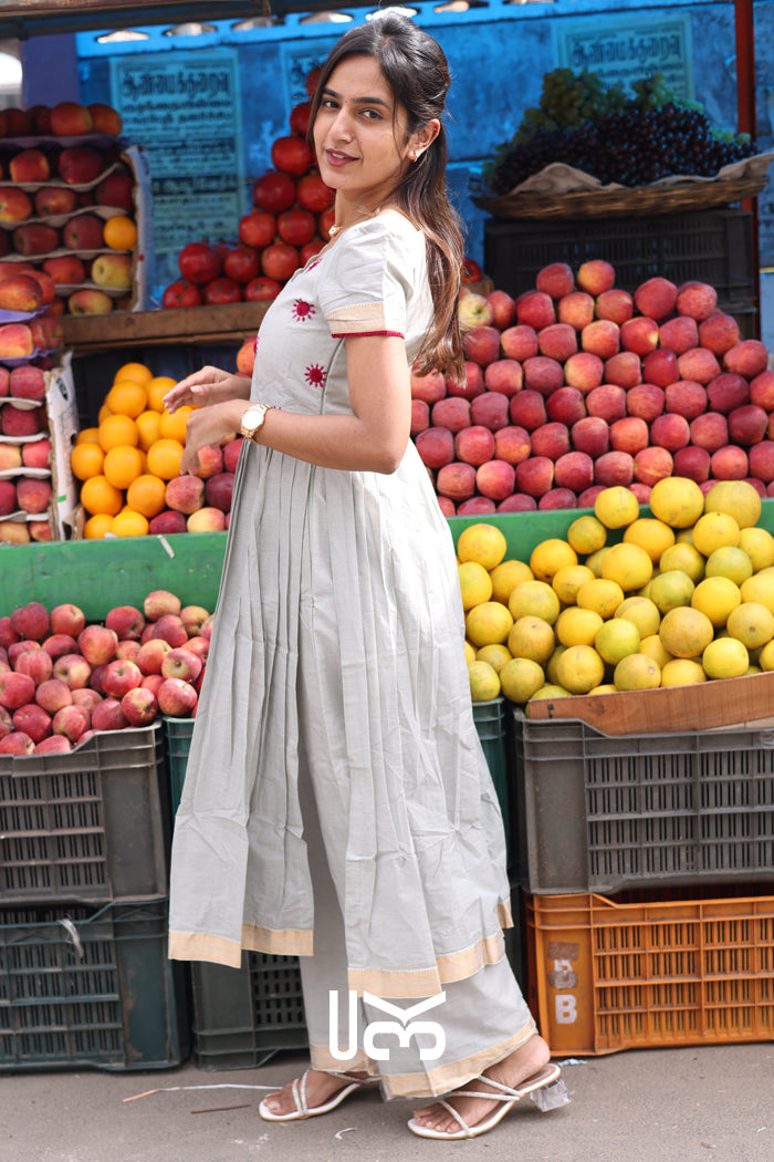 Kalki Handloom Kurta Set in Grey