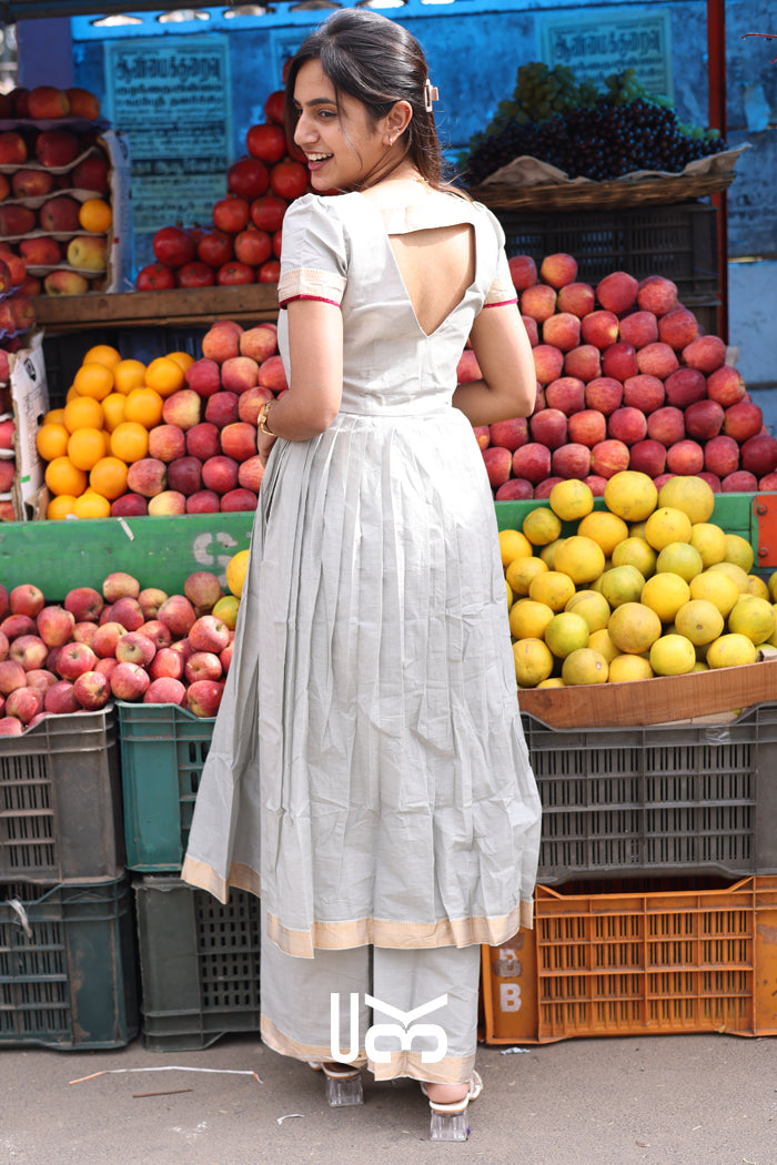 Kalki Handloom Kurta Set in Grey