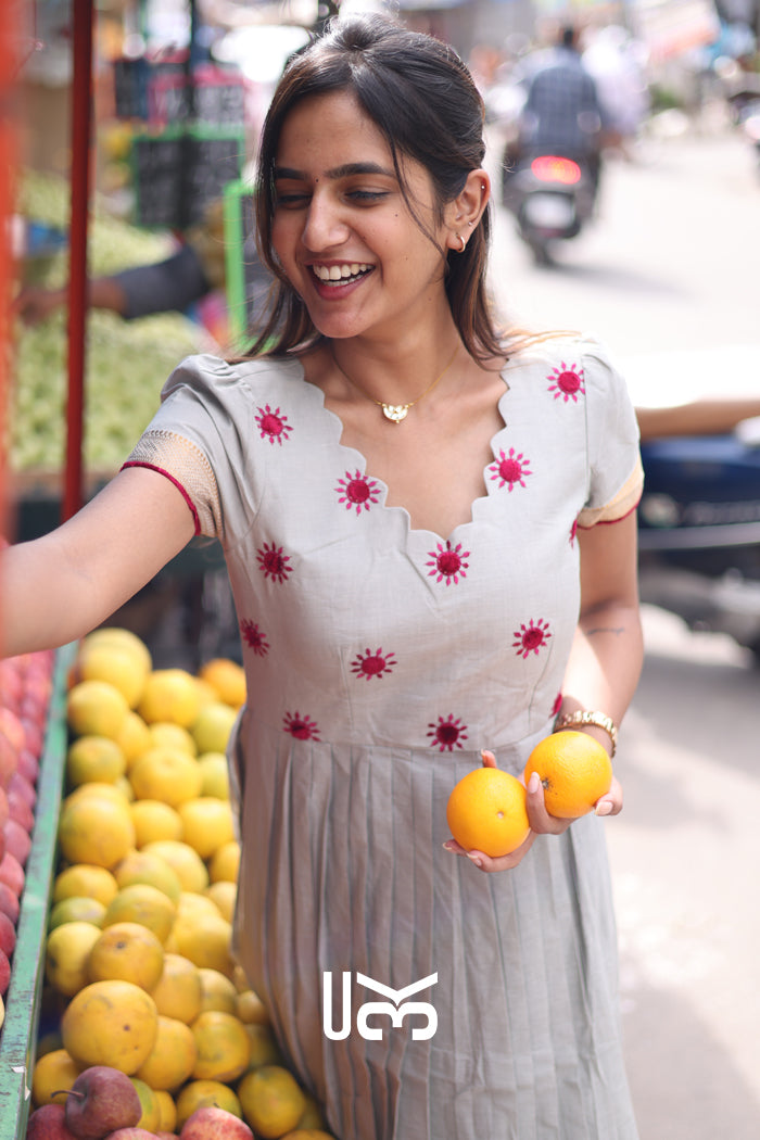 Kalki Handloom Kurta Set in Grey