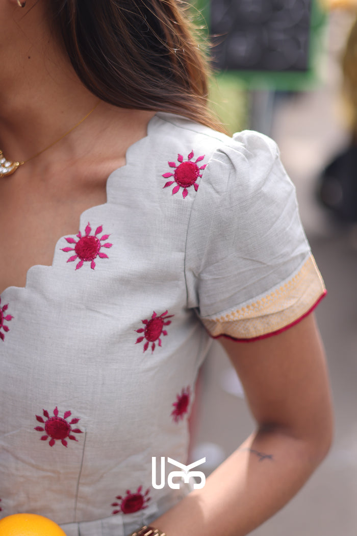 Kalki Handloom Kurta Set in Grey