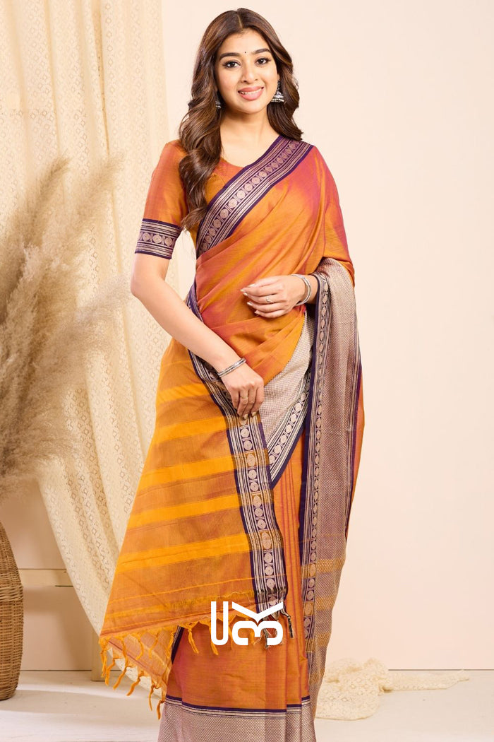 Mamta Handloom Saree in Mustard Yellow