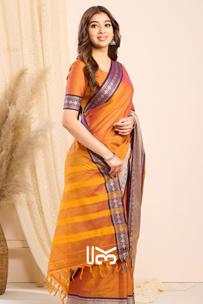 Mamta Handloom Saree in Mustard Yellow