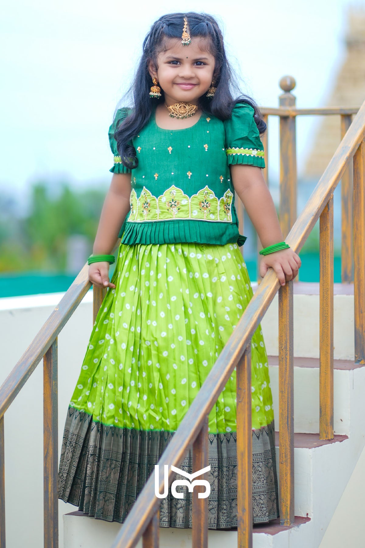 Baby Kamdhenu Sea Green Lehenga Set