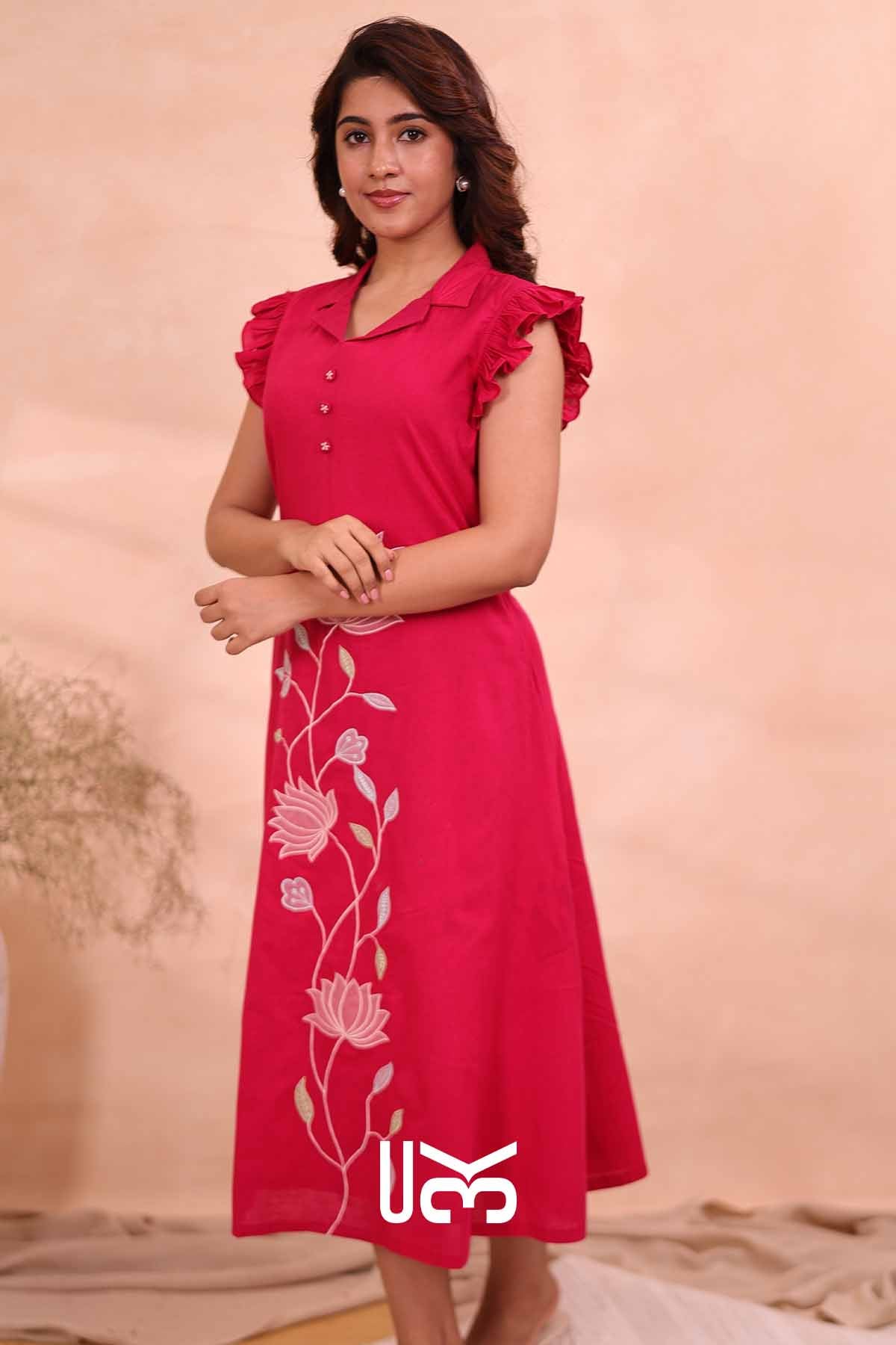 Fuchsia Flora|Rani Midi Dress