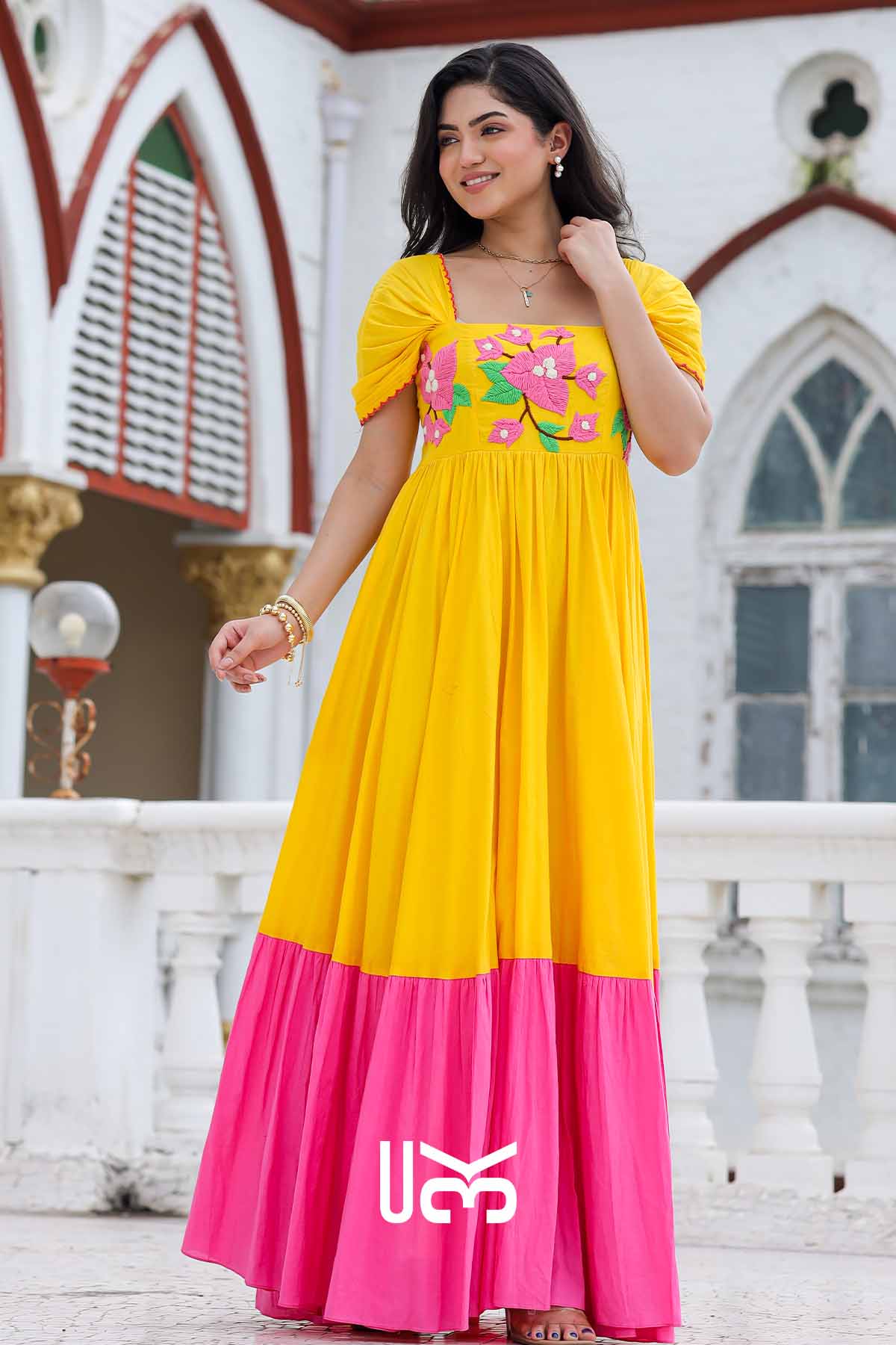 Daffodil Dream Yellow Long Cutwork Maxi Dress
