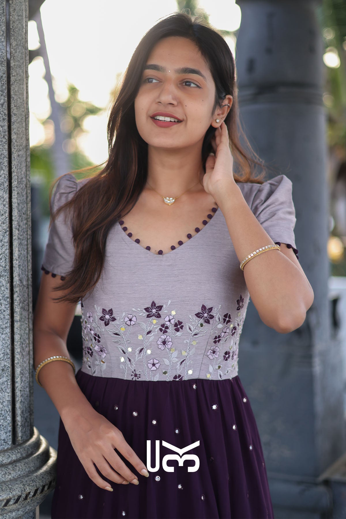 Srinika Long Dress in Wine